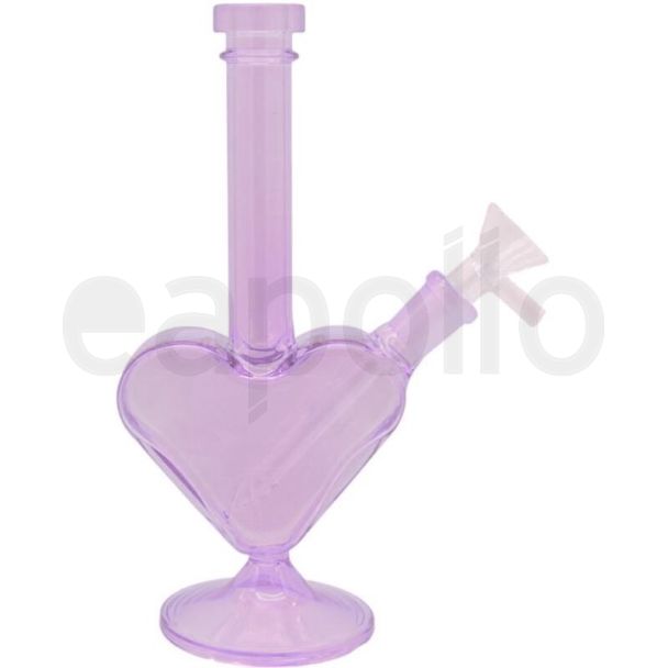 Glass "Heart of Glass" Waterpipe - Purple- 8 Inch