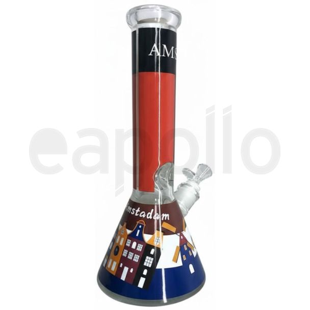 Glass Waterpipe - I Love Amsterdam (12.5inch)