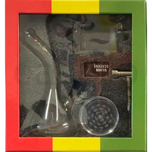 Glass Waterpipe & Accessory Gift Set - Rasta