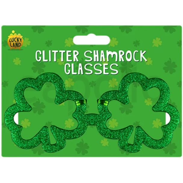 Glitter Shamrock Novelty Glasses for St. Patrick’s Day
