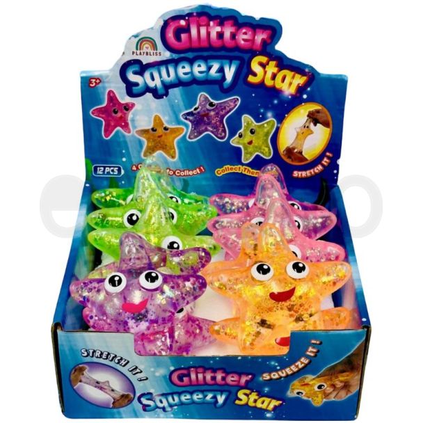Glitter Squeezy Star - Assorted (10 x10 cm)