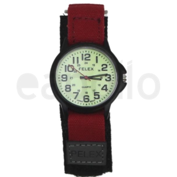 Wholesale Pelex Men's Classic Glow In The Dark Velcro Strap Watch - Red/Black 