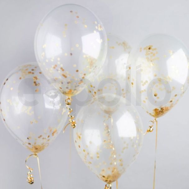 Gold Confetti Balloons (Pack of 5)