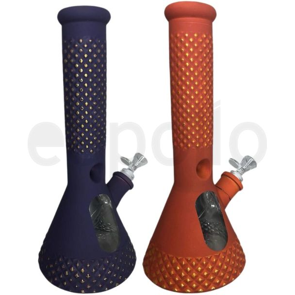 Gold Pattern Glass Waterpipe - Assorted (12.5 inch)