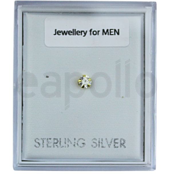 Gold Plated Sterling Silver Round Clear CZ Stud – 3mm