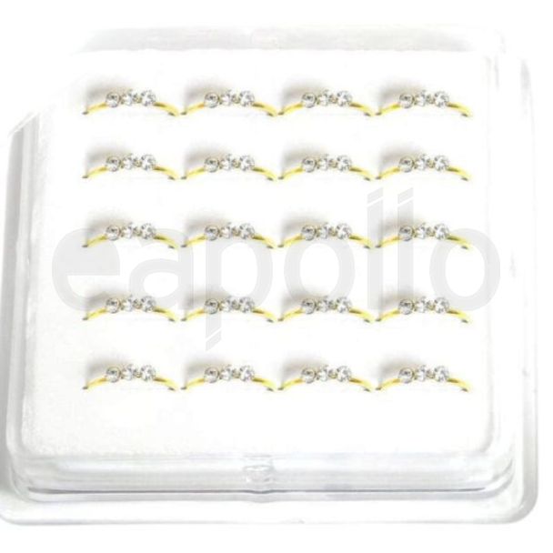 Gold Plated Sterling Silver Triple Clear Gem Nose Ring (10mm)