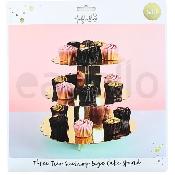 Gold Scallop Edge 3 Tier Cake Stand