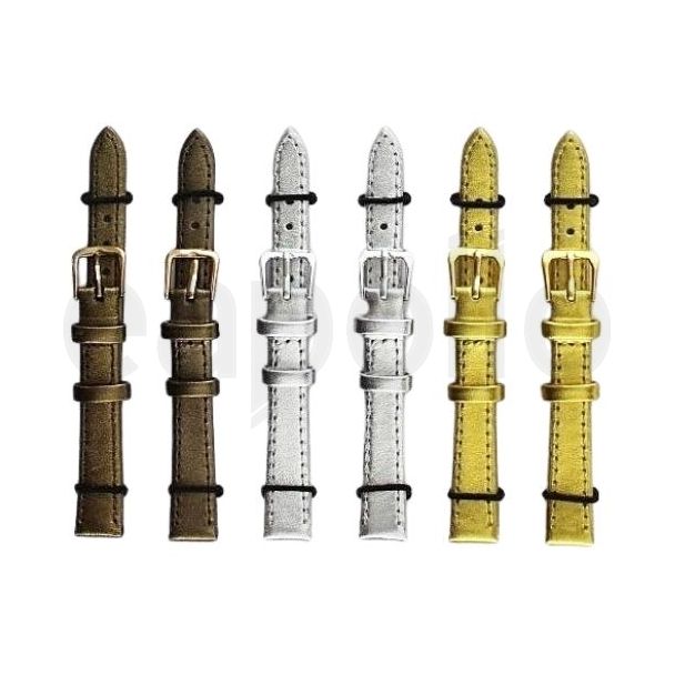 Gold, Silver & Bronze Leather Watch Straps - Assorted - 12mm