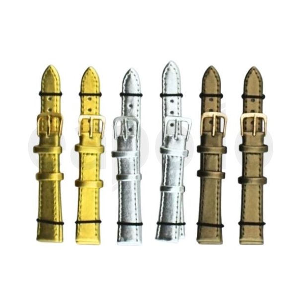 Gold, Silver & Bronze Leather Watch Straps - Assorted - 14mm