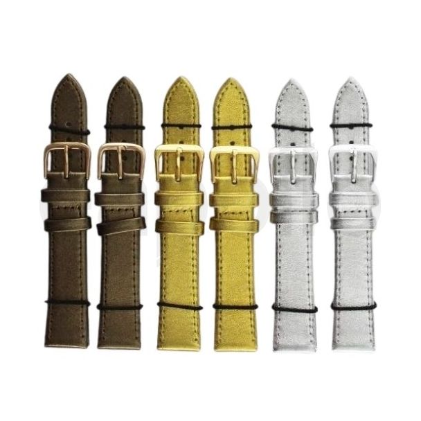 Gold, Silver & Bronze Leather Watch Straps - Assorted - 18mm