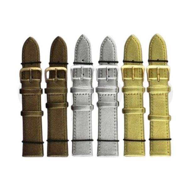Gold, Silver & Bronze Leather Watch Straps - Assorted - 20mm