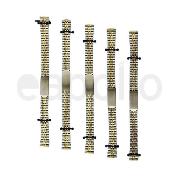 Gold & Silver Jubilee Style Metal Bracelet Watch Straps - 12mm  - Two Tone