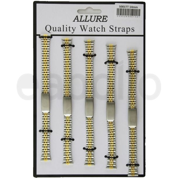 Gold & Silver Jubilee Style Metal Bracelet Watch Straps - 14mm - Two Tone