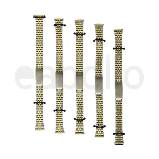 Gold & Silver Jubilee Style Metal Bracelet Watch Straps - 14mm - Two Tone