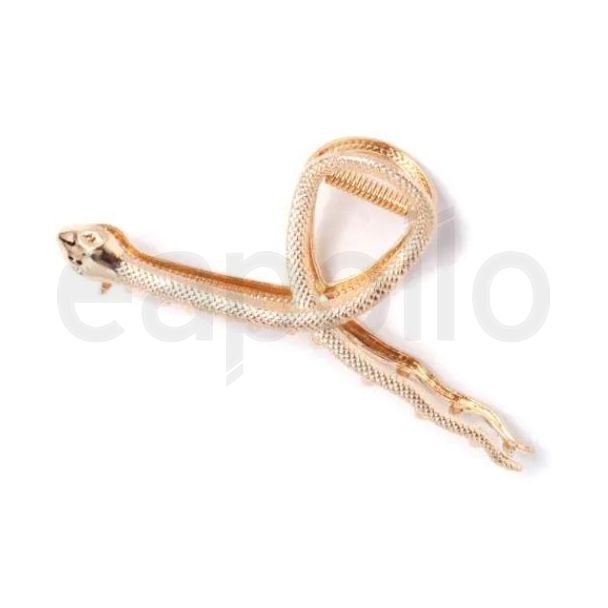 Gold Snake Shaped Metal Hair Clamp - 11cm