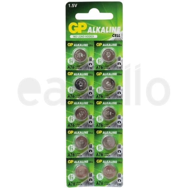 GP Alkaline Cell Watch Batteries LR44 A76 - (Pack of 10)