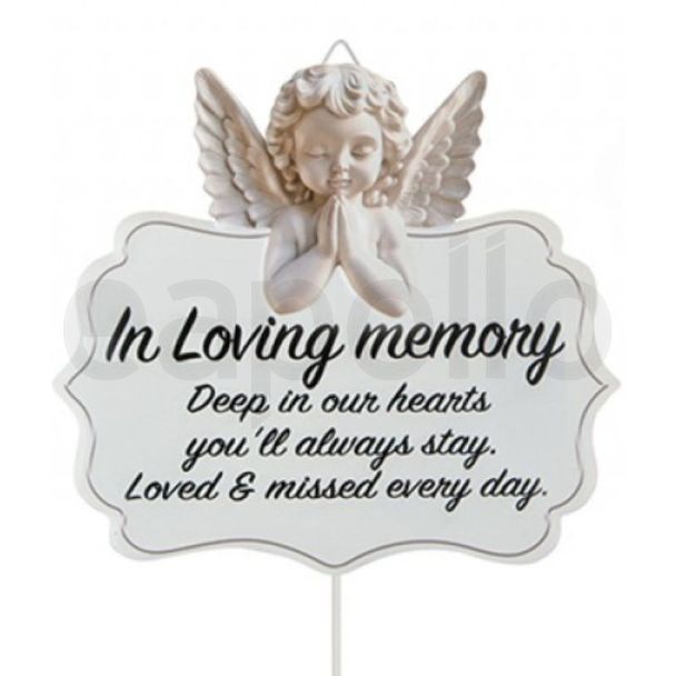 Graveside Cherub Praying Plaque – In Loving Memory