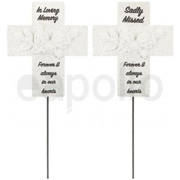 Graveside Cross with Roses Ornament – Assorted