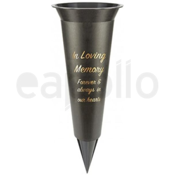 Graveside Flower Vase – In Loving Memory (Black) - 32.5cm