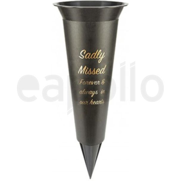 Graveside Flower Vase – Sadly Missed (Black)