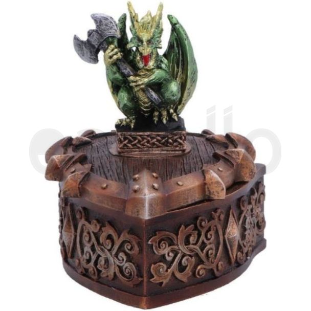 Green Dragon Trinket Box on Decorative Shield – 10.5cm