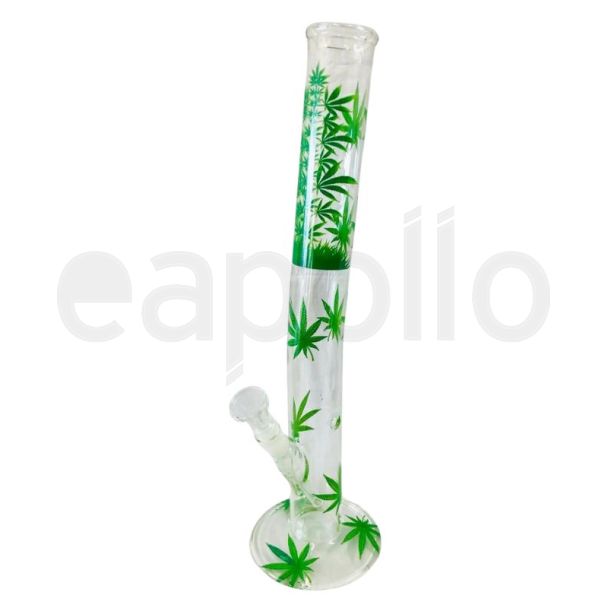 Green Multi Leaf Design Glass Waterpipe (18 Inches)