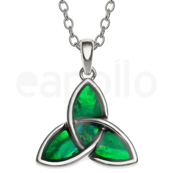 Green Paua Shell Celtic Knot Pendant Necklace