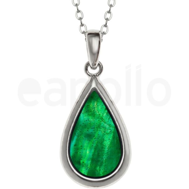 Green Paua Shell Teardrop Pendant Necklace