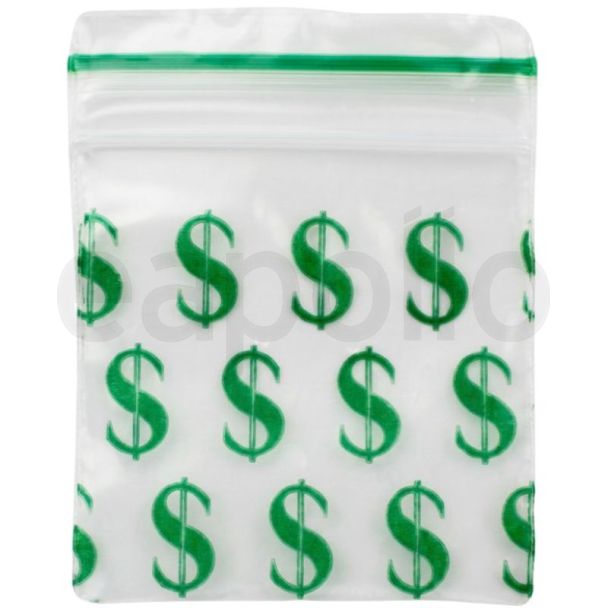 Grip Seal Printed Resealable Bags Dollar (30 x 30 mm)
