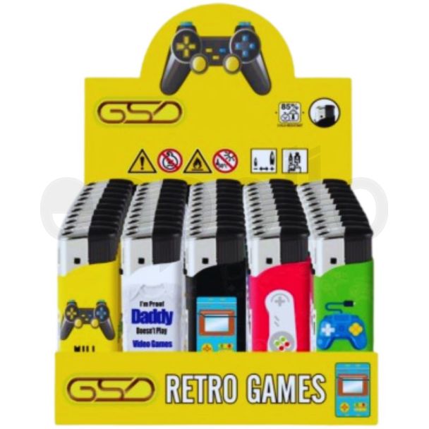 GSD Refillable Electronic Lighters - Retro Games (Assorted)