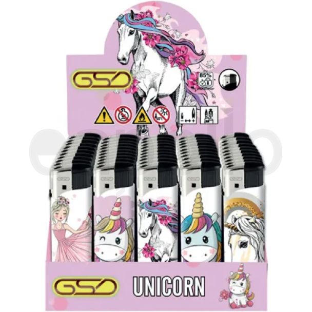 GSD Refillable Electronic Lighters - Unicorn (Assorted)