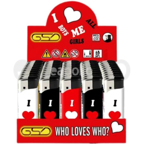 GSD Refillable Electronic Lighters - Who Loves Who (Assorted)