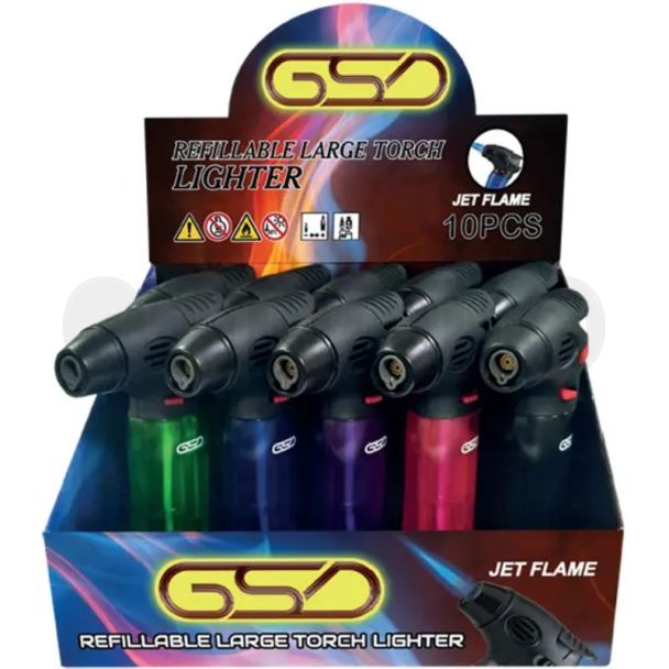 GSD Refillable Large Torch Jet Flame Lighters - Assorted 