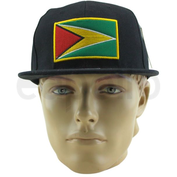 Guyana Flag Snapback Hat – Black with Red, Yellow & Green Design
