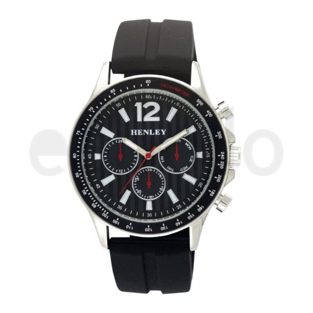 Wholesale Men's Henley Sports Silicon Mukti Eye Watch- Black/Rose