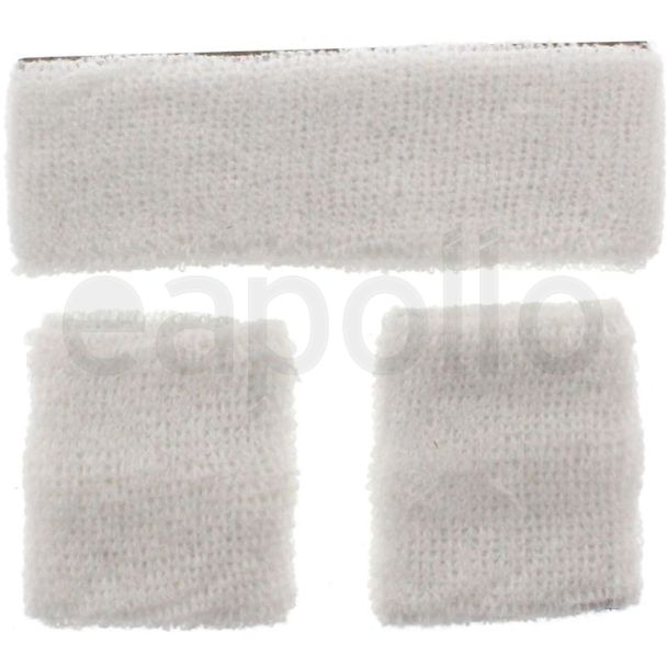 Head & Wrist Sweatbands - White