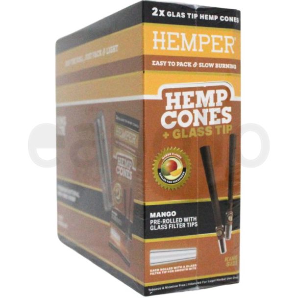 Hemper Pre-Rolled King Size HMP Cones With Glass Tips 2pk - Mango