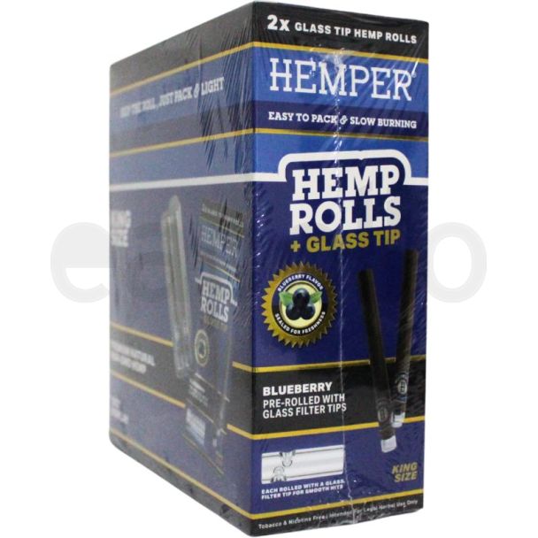 Hemper Pre-Rolled King Size HMP Rolls With Glass Tips 2pk - Blueberry (100mm)
