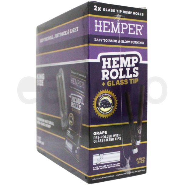 Hemper Pre-Rolled King Size HMP Rolls With Glass Tips 2pk - Grape (100mm)