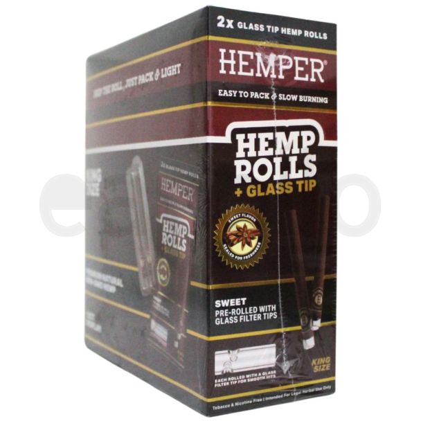 Hemper Pre-Rolled King Size HMP Rolls With Glass Tips 2pk - Sweet (100mm)