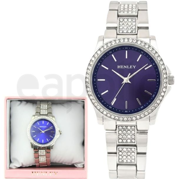 Henley Crystal Bracelet Ladies Watch - Silver/Blue