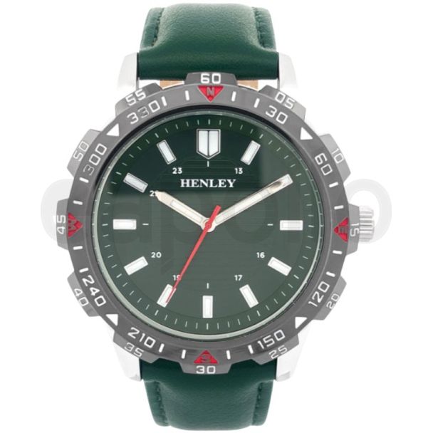 Henley Men's Leather Strap Sport Watch - Green