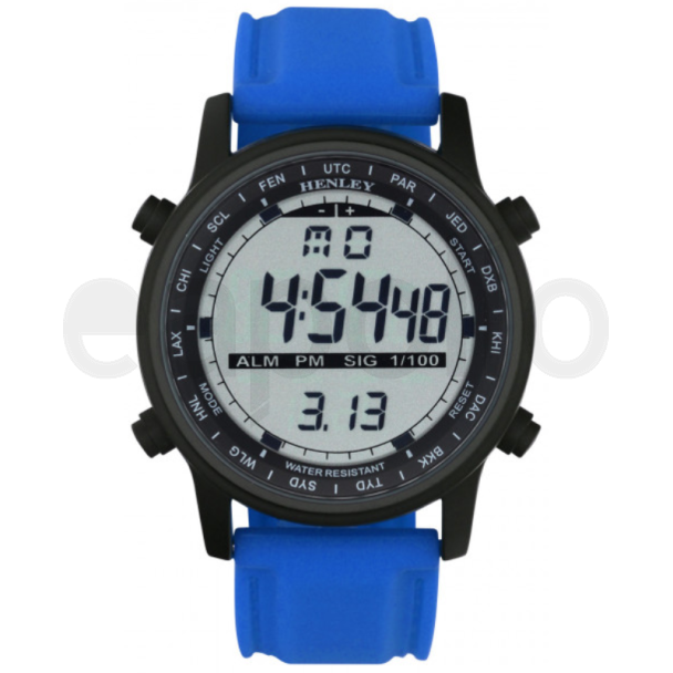 Henley Men's Round Multi Functional Silicone Strap Watch  - Blue Strap