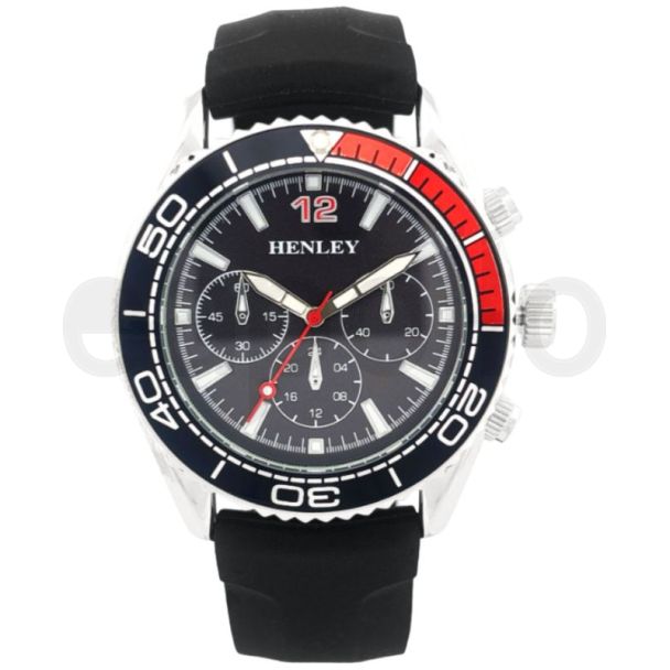 Henley Men's Silicone Sports Watch  - Black/Red