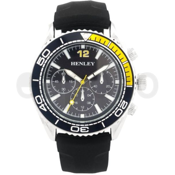 Henley Men's Silicone Sports Watch  - Black/Yellow