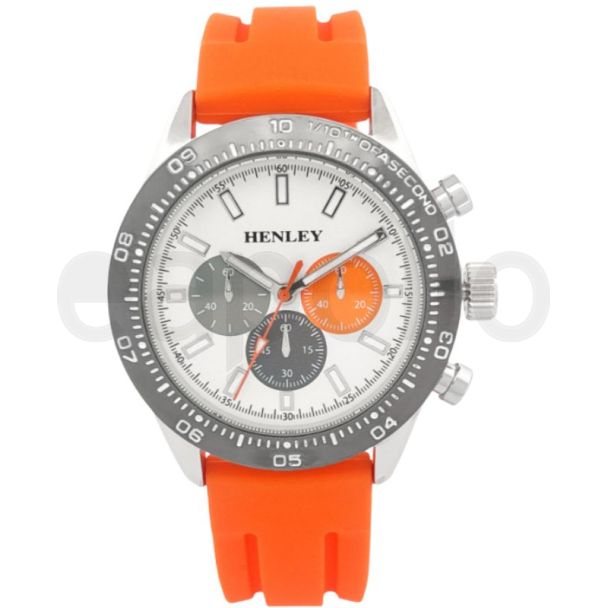 Henley Men's Silicone Sports Watch - Orange/White