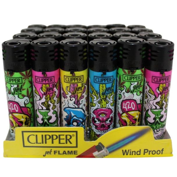 Clipper Jet Flame Lighters "High Skulls"- Assorted