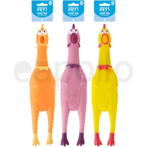 Honking Vinyl Chicken Dog Toy - Assorted Colour