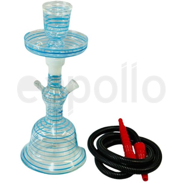Hookah Set With Single Hose Blue Stripes Design (34cm)