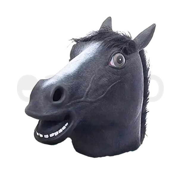 Large Latex Black Horse Head Mask